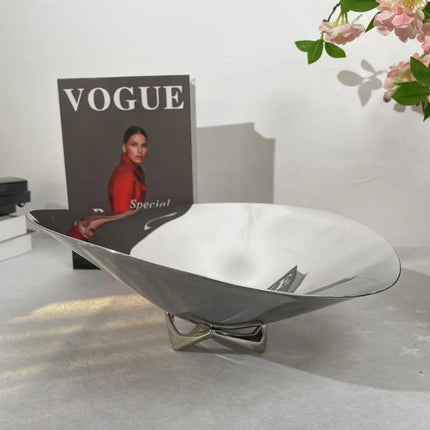 Nordic Style Decorative Stainless Steel Fruit Tray for Living Room and Dining Table