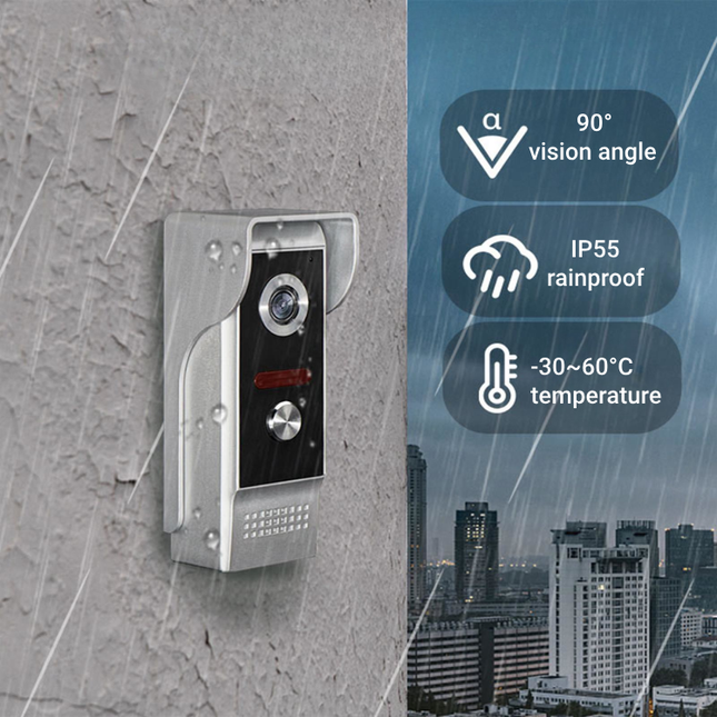 7" Video Door Intercom with Night Vision Camera and Surface Mount