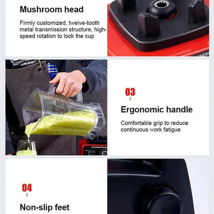 Countertop Blender 2200W High Power 2L Knob Control Black Red