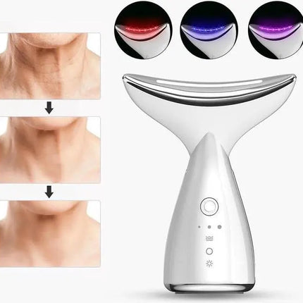 Portable Hot & Cold Facial Massager with Vibration and LED Light Therapy – White