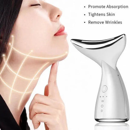 Portable Hot & Cold Facial Massager with Vibration and LED Light Therapy – White