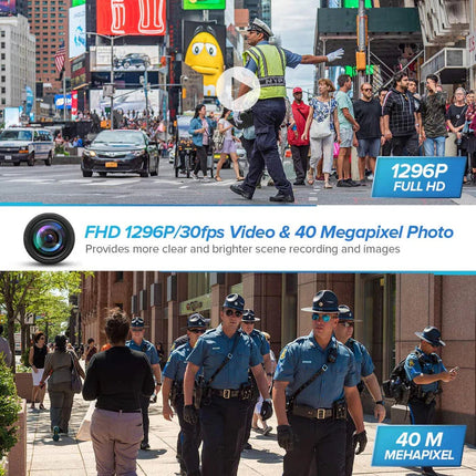 HD Wearable Body Camera 12 Hour Battery Night Vision Loop Recording for Security Use