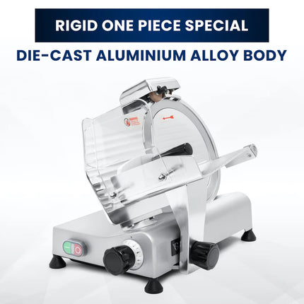 Electric Frozen Meat and Cheese Slicer 220mm Blade Adjustable Cut Thickness