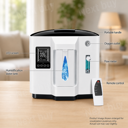 Portable 7L Oxygen Concentrator with HD Touch Screen, Adjustable 30–90% Oxygen Flow for Home and Travel