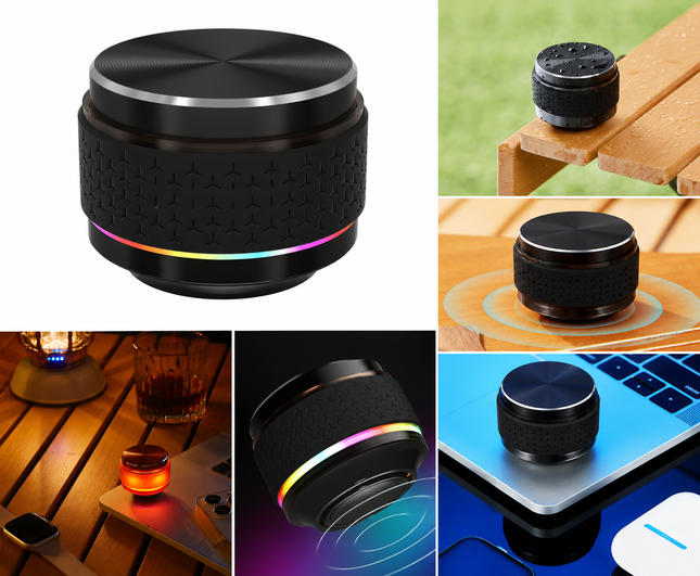 Portable RGB Bluetooth Speaker with Bone Conduction Technology, IPX5 Waterproof & Rechargeable Battery