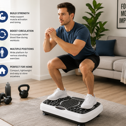 Compact Vibration Plate Exercise Machine 180W | Home Fitness Platform for Strength & Muscle Toning