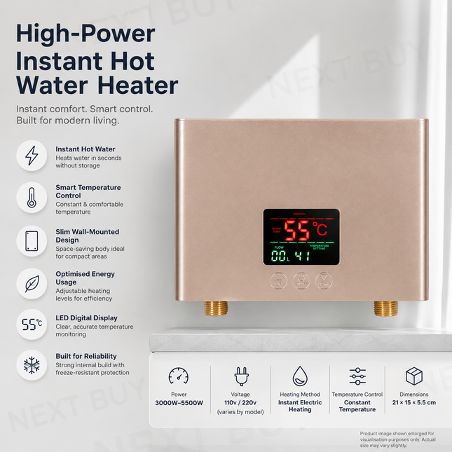High-Power Instant Hot Water Heater with Digital Temperature Adjustment