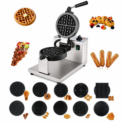 Commercial Electric Waffle Maker 1415W with Removable Cooking Plates