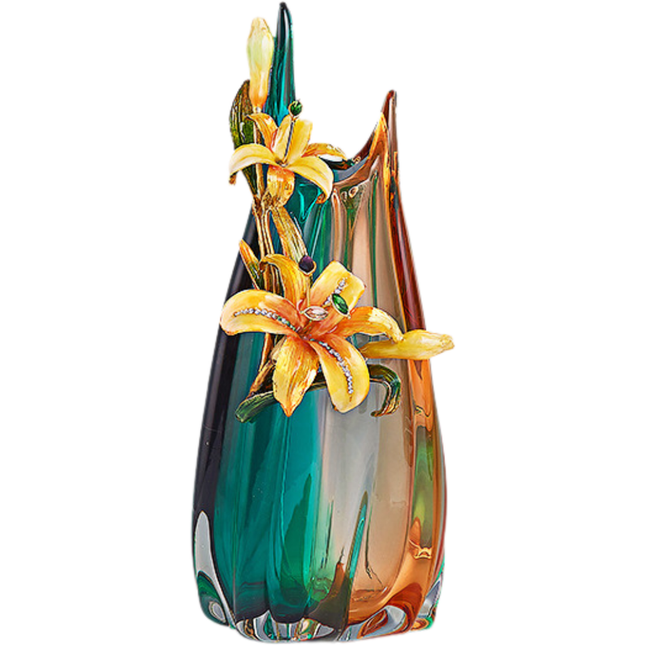 Modern Lily Design Ceramic Vase 30cm Porcelain Tabletop Decorative Flower Holder