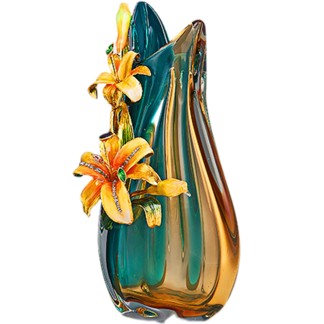 Modern Lily Design Ceramic Vase 30cm Porcelain Tabletop Decorative Flower Holder