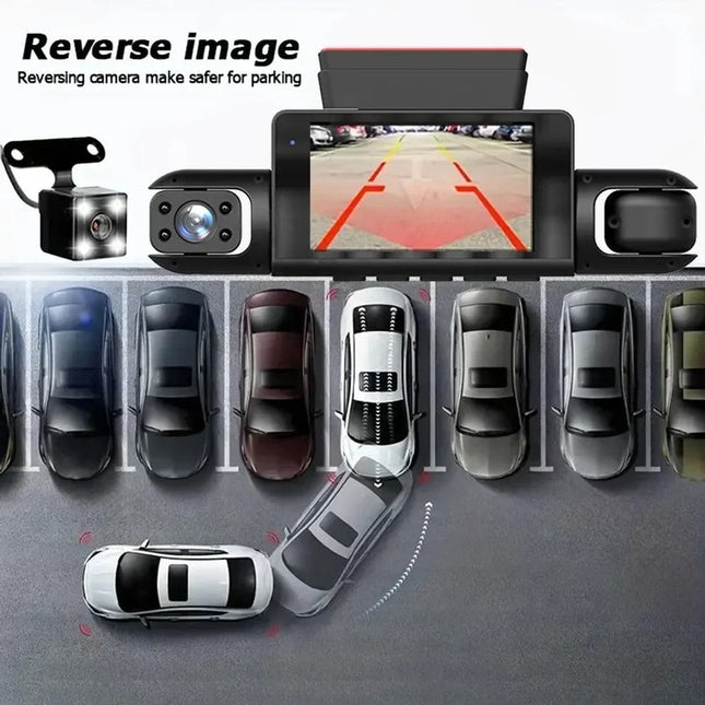 Compact 720P Dual-Lens Car Dash Camera with Night Recording, Loop Recording & Rear Camera Support