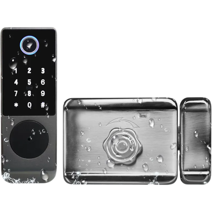 WiFi Smart Rim Door Lock with Fingerprint Reader, RFID, Digital Keypad and IP65 Rating