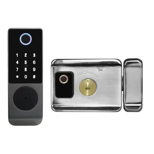 Smart Electronic Rim Lock with Fingerprint Access, Wi-Fi App Control and Password Keypad