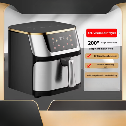 12L Stainless Steel Electric Air Fryer Oven with Digital Touch Control and Multi-Function Cooking