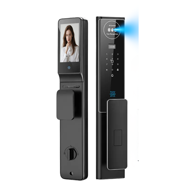 Smart Biometric Door Lock with 3D Face Unlock, Fingerprint, Password and Card Access