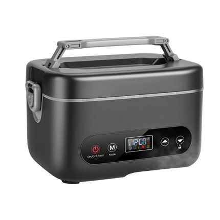 Portable Self-Heating Lunch Box 1.2L Rechargeable Food Warmer with LED Display and Timer Function