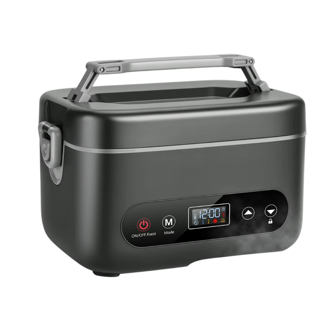 Portable Self-Heating Lunch Box 1.2L Rechargeable Food Warmer with LED Display and Timer Function