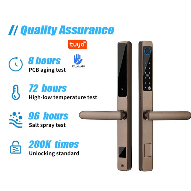 Waterproof Smart Door Lock with Fingerprint, Password, Card and Key Access