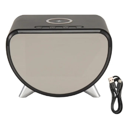 All-in-One Wireless Charging Clock Lamp with Night Light & USB-C Input – Black