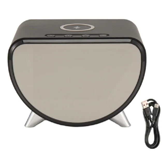 All-in-One Wireless Charging Clock Lamp with Night Light & USB-C Input – Black
