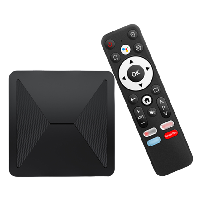 Smart 4K Android 14 TV Box with Quad-Core Processor, WiFi 6, Gigabit Ethernet, and Bluetooth 5.0
