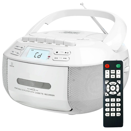 Portable CD and Cassette Player with Bluetooth, USB, FM , and Dual Speakers