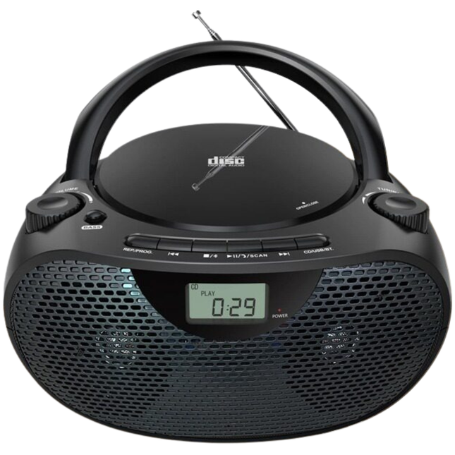 Portable CD Player with Bluetooth, USB & AUX Input, FM/AM , LCD Display, Black