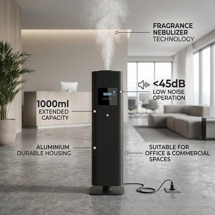 1000ml Aroma Diffuser with Aluminium Housing, Adjustable Fragrance Nebulizer and 12V Plug-In Power