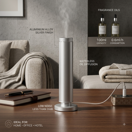 100ml Waterless Aroma Diffuser Machine with Aluminium Housing and Compact Tower Design