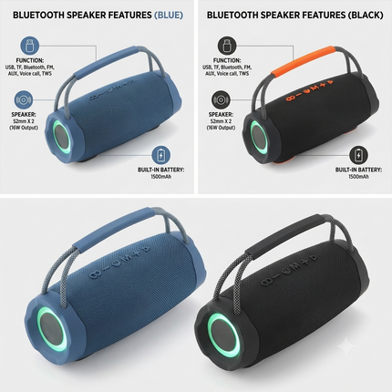 Portable Wireless Bluetooth Speaker 16W with USB, TF Card, FM , AUX Input & Hands-Free Calling