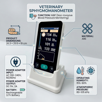 Portable Veterinary Blood Pressure Monitor with NIBP Function, Rechargeable Digital Animal BP Monitor