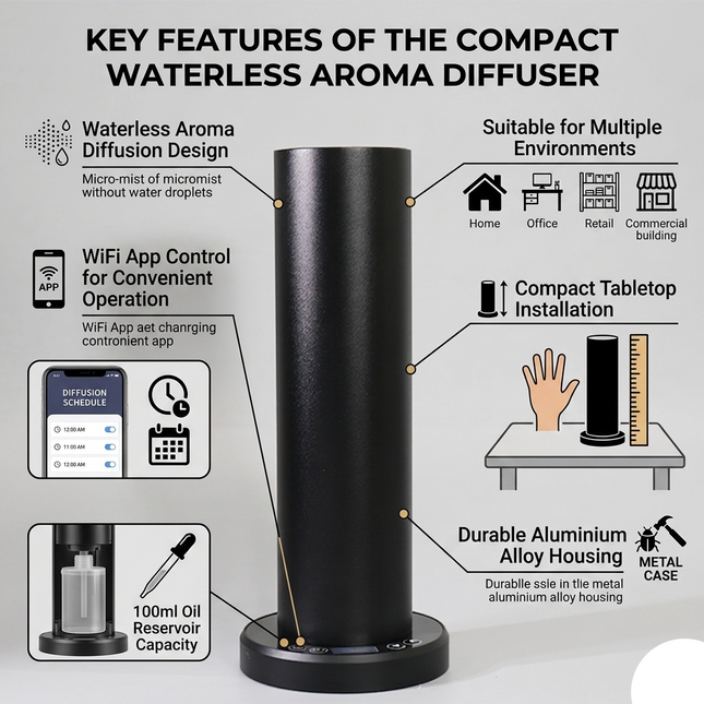 100ml Smart Scent Diffuser for Home Office and Commercial Spaces with App Control