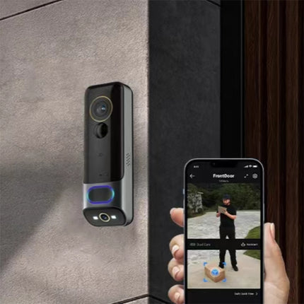 5MP Dual Lens 2K IP65 Wireless Video Doorbell with PIR Motion Detection, Two-Way Audio & Micro SD Storage