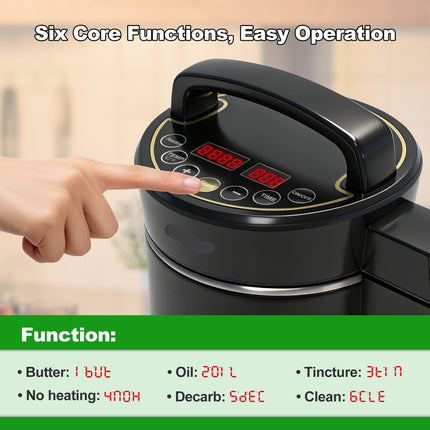 Automatic 1.2L Butter Maker and Oil Infuser with Digital Controls and Stainless Steel Body