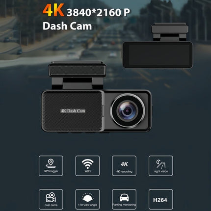 Smart Vehicle Dashboard Camera 4K Recording with Wireless App Control and 3.2” Display – Black