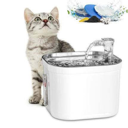 2L Stainless Steel Pet Water Fountain with Adjustable Silent Pump and Multi-Stage Purification