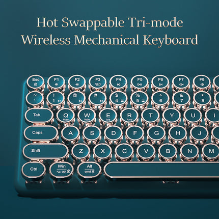 Wireless Mechanical Keyboard 83-Key Retro Electroplated Design with LED Backlight, USB-C, Multi-Mode Connectivity