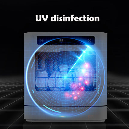 Space-Saving Tabletop Dish Washer, 800W Intensive Wash System with UV Sterilization & Heated Drying