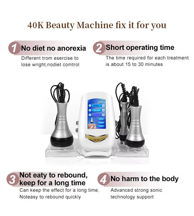 40kHz Radio Frequency Skin Firming and Body Contouring Machine Deep Heat Multifunction Device White