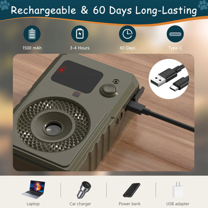 Portable Ultrasonic Bark Stopper Device with 50ft Range, Rechargeable Waterproof Dog Training Deterrent