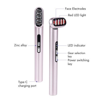 Microcurrent Facial Massage Wand with LED Light Relaxation, Vibration & Heating