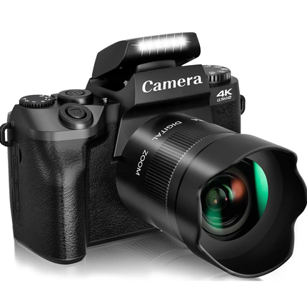 4K 64MP Digital Camera with Dual Front & Rear Cameras, 4 Inch HD Touchscreen, WiFi, 3000mAh Battery
