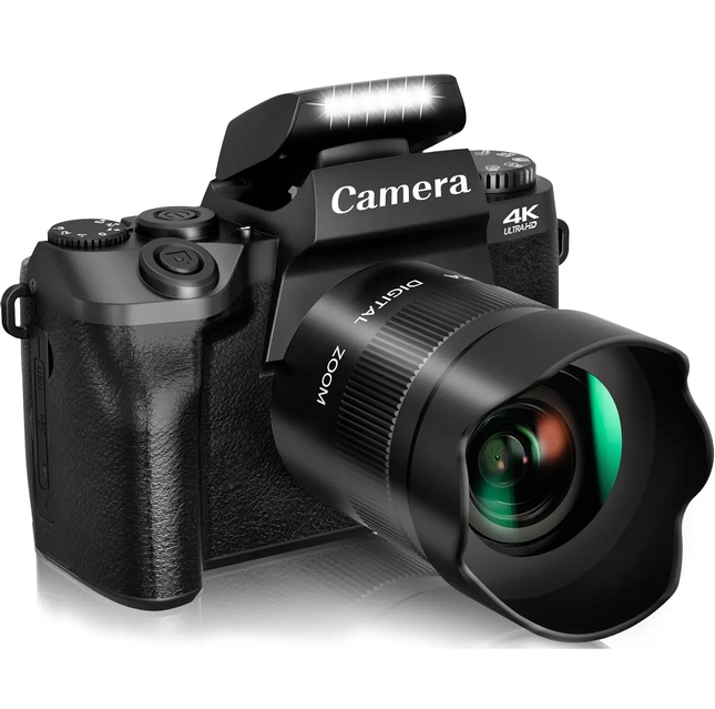 4K 64MP Digital Camera with Dual Front & Rear Cameras, 4 Inch HD Touchscreen, WiFi, 3000mAh Battery