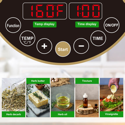 Automatic 1.2L Butter Maker and Oil Infuser with Digital Controls and Stainless Steel Body