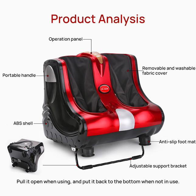 Foot and Calf Massager with Heat, Vibration, and Airbag – 3 Modes & Intensity Levels for Muscle Relief
