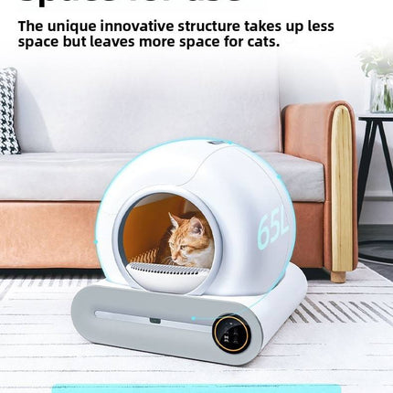 Automatic Self Cleaning Cat Litter Box 65L for Cats 1-8kg with Odour Control and Large Capacity