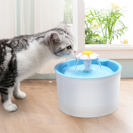 1.6L Flower Pet Water Fountain with LED Light and Silent Adjustable Pump