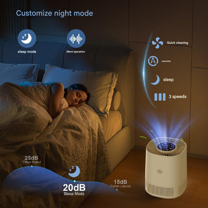 Smart Portable Air Purifier with H13 HEPA Filter, Touch Control, Timer and 3 Speed Settings