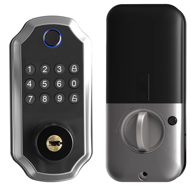 Smart Fingerprint Deadbolt Door Lock with Bluetooth App Access & 4 Unlock Methods
