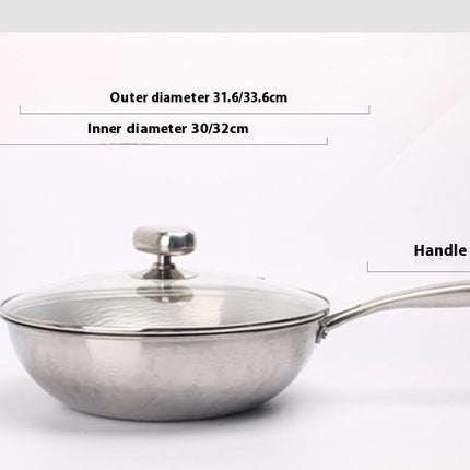30cm Handmade Hammered Titanium Soup & Stir-Fry Pot with Tempered Glass Lid – Induction Compatible